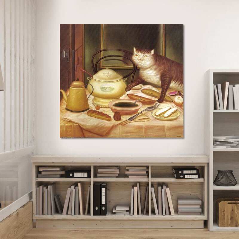 Πίνακας σε καμβά Fernando Botero - Still Life with Green Soup 55x50 Τελαρωμένος καμβάς σε ξύλο με πάχος 2cm