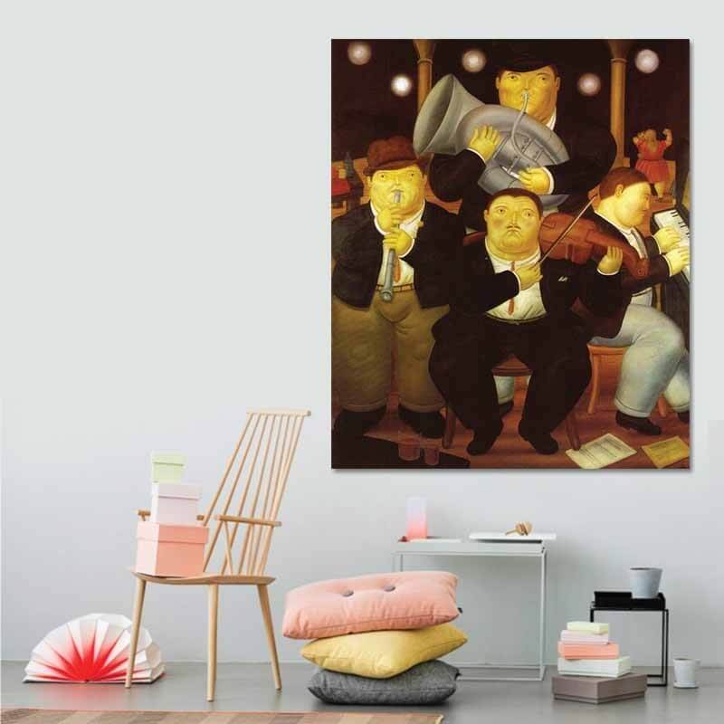 Πίνακας σε καμβά Fernando Βotero - Four Musicians 60x72 Τελαρωμένος καμβάς σε ξύλο με πάχος 2cm