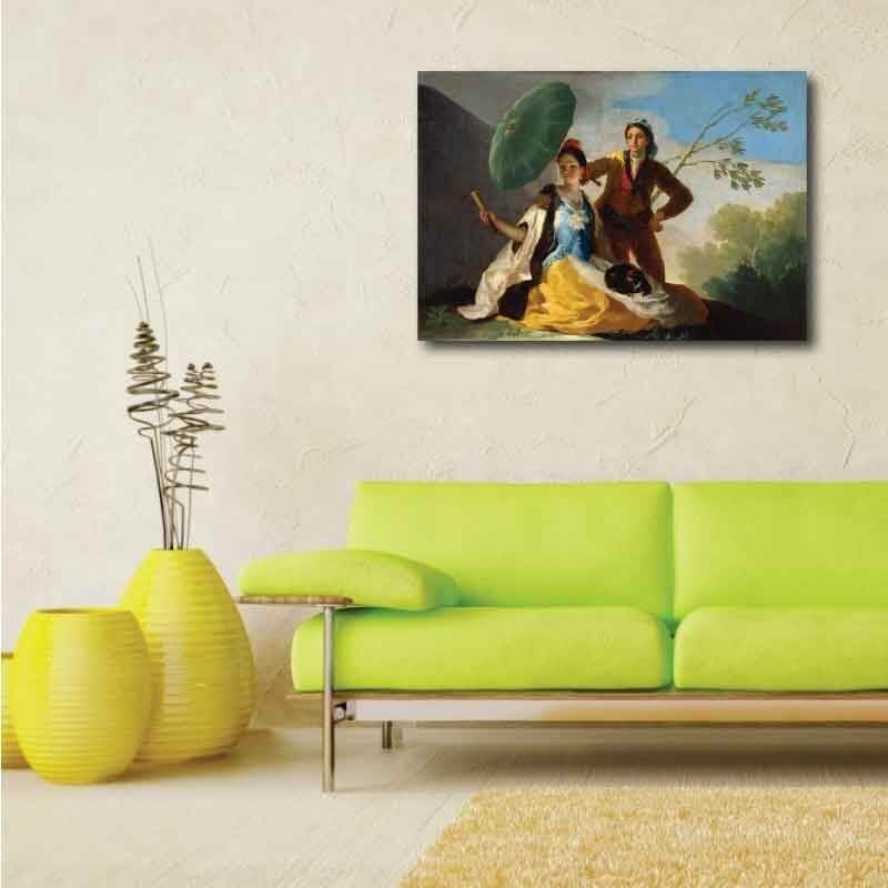 Πίνακας σε καμβά Francisco de Goya - The Parasol - 1777 58x40 Τελαρωμένος καμβάς σε ξύλο με πάχος 2cm