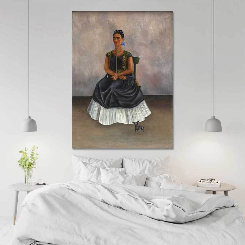 Πίνακας σε καμβά Frida Kahlo - Dog with Me 40x55 Τελαρωμένος καμβάς σε ξύλο με πάχος 2cm