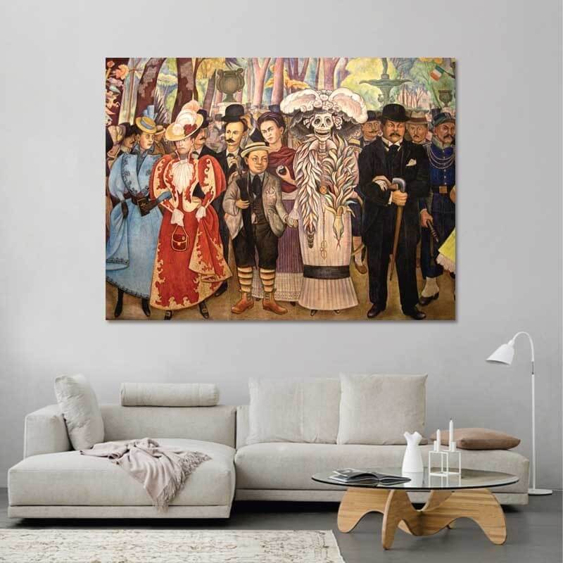 Πίνακας σε καμβά Frida Kahlo - Frida Kahlo and Diego Rivera in Mexico City