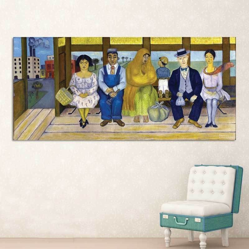 Πίνακας σε καμβά Frida Κahlo - The Bus 130x60 Τελαρωμένος καμβάς σε ξύλο με πάχος 2cm