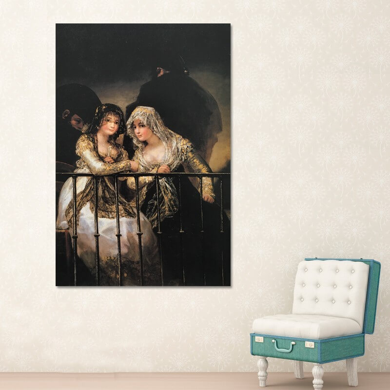 Πίνακας σε καμβά Goya - Majas on a Balcony 60x90 Τελαρωμένος καμβάς σε ξύλο με πάχος 2cm