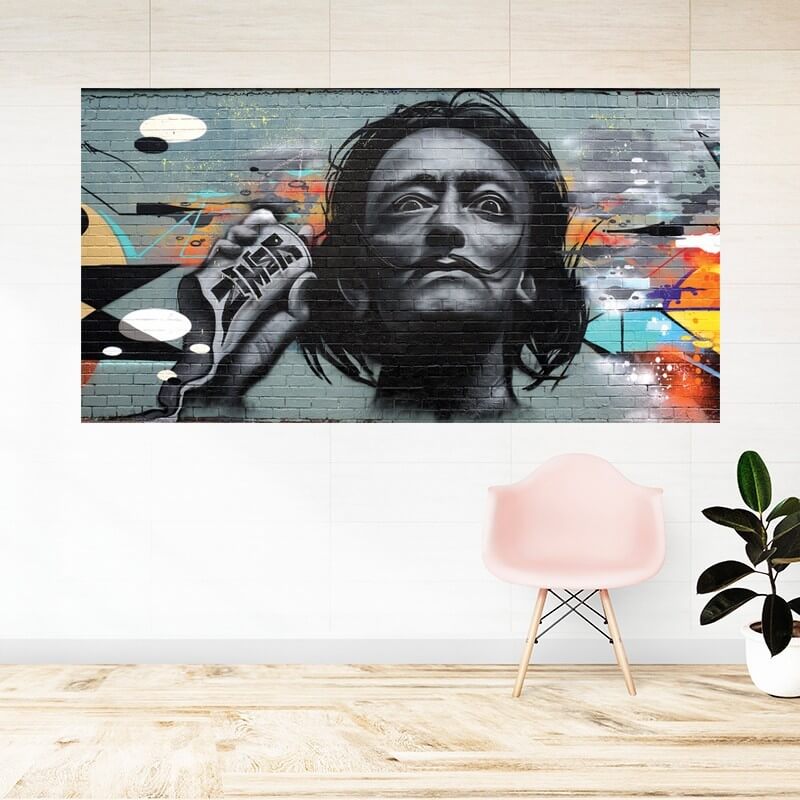 Πίνακας σε καμβά Graffiti Salvador Dali 96x50 Τελαρωμένος καμβάς σε ξύλο με πάχος 2cm