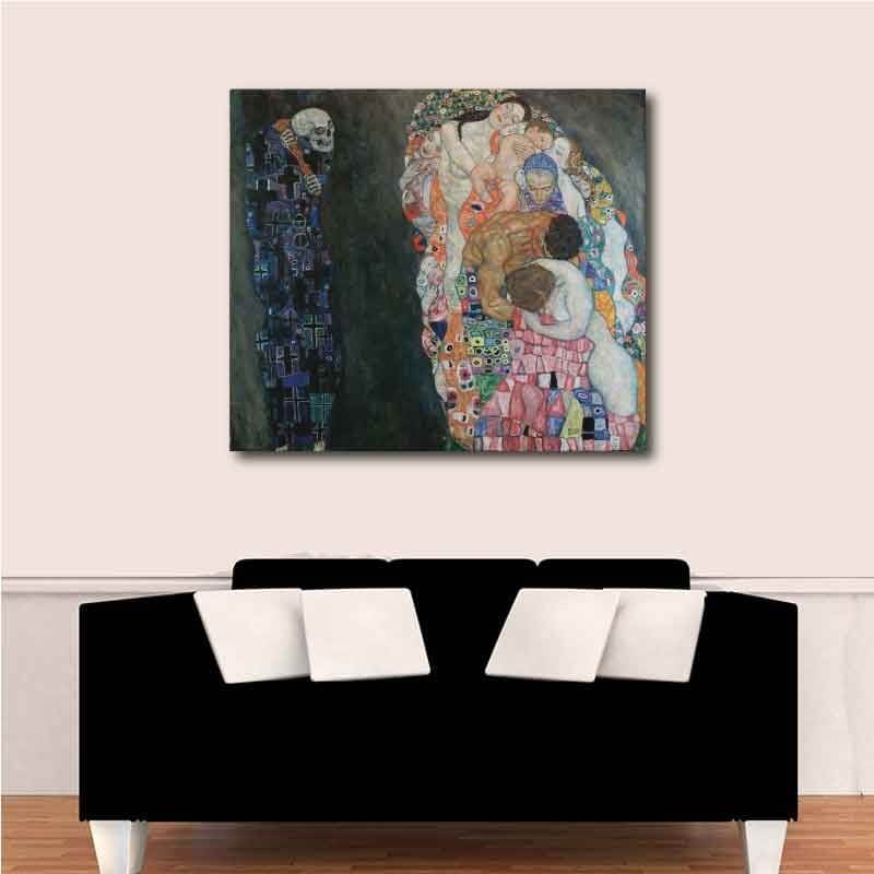 Πίνακας σε καμβά Gustav Klimt - Death and Life 69x60 Τελαρωμένος καμβάς σε ξύλο με πάχος 2cm