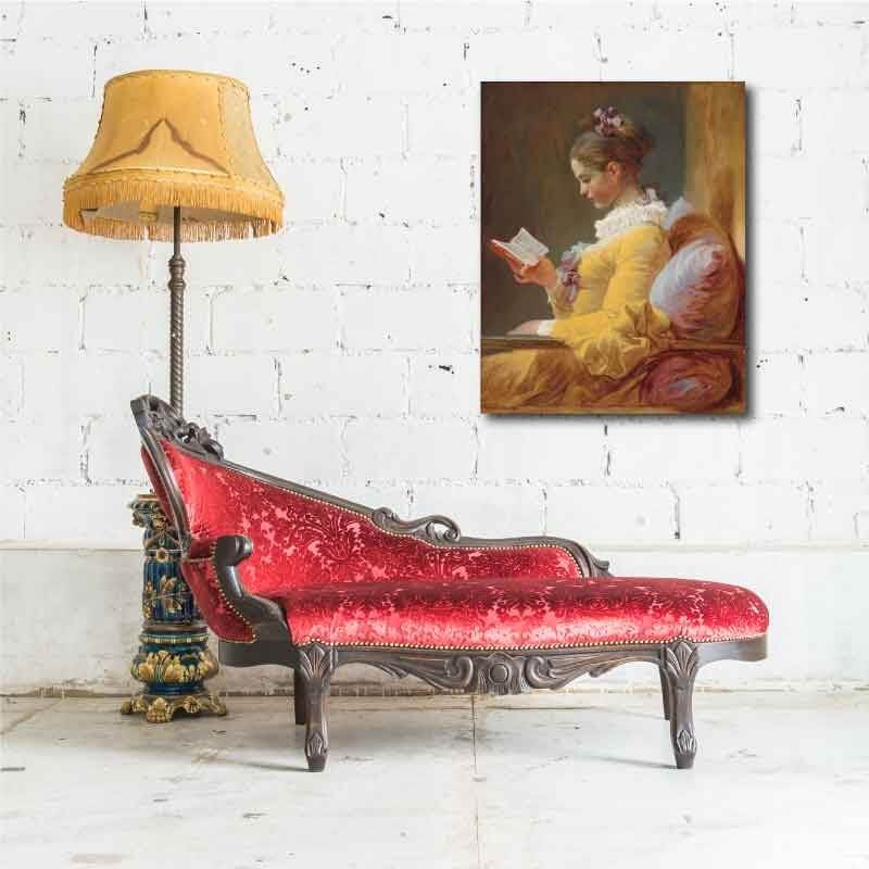 Πίνακας σε καμβά Jean Honore Fragonard - The Reader 40x50 Τελαρωμένος καμβάς σε ξύλο με πάχος 2cm
