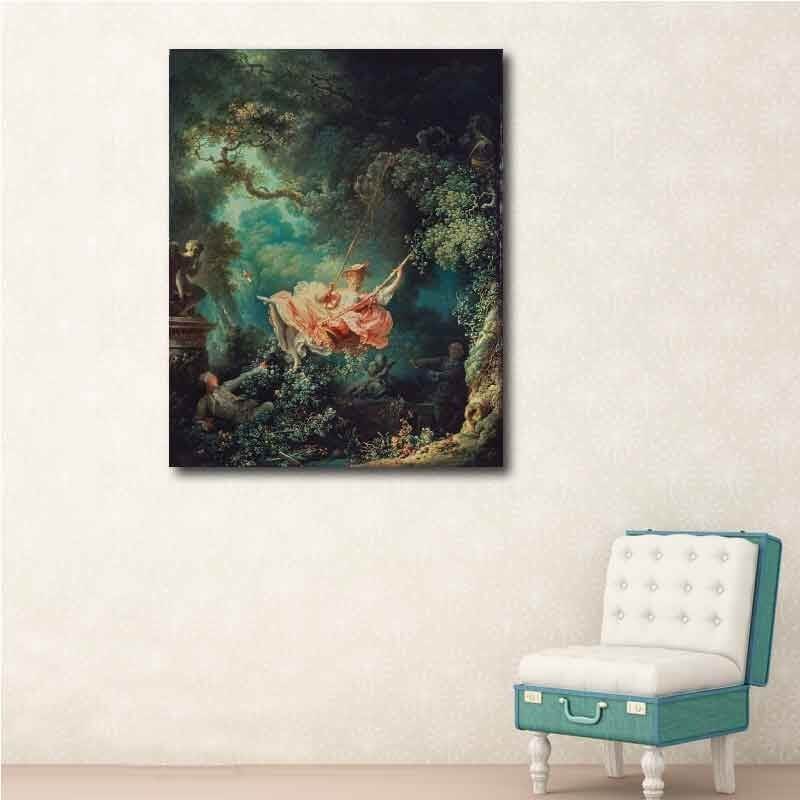 Πίνακας σε καμβά Jean Honore Fragonard - The Swing 100x126 Τελαρωμένος καμβάς σε ξύλο με πάχος 2cm