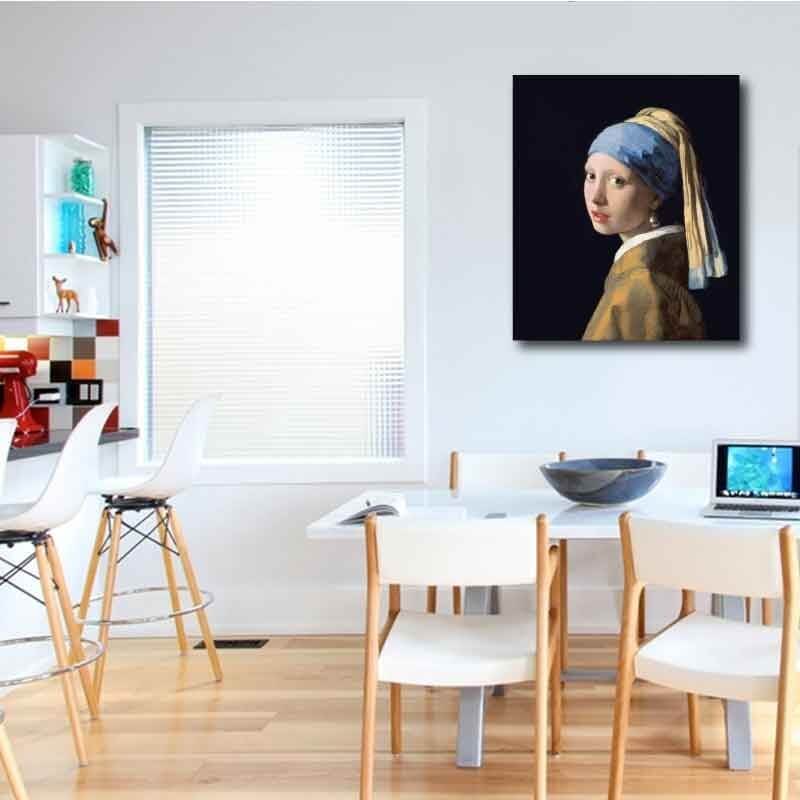 Πίνακας σε καμβά Johannes Vermeer - Girl with a Pearl Earring - 1665 90x106 Τελαρωμένος καμβάς σε ξύλο με πάχος 2cm