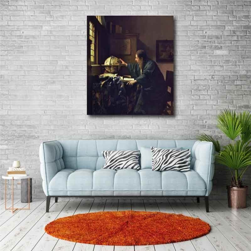 Πίνακας σε καμβά Johannes Vermeer - The Astronomer - 1668 120x138 Τελαρωμένος καμβάς σε ξύλο με πάχος 2cm