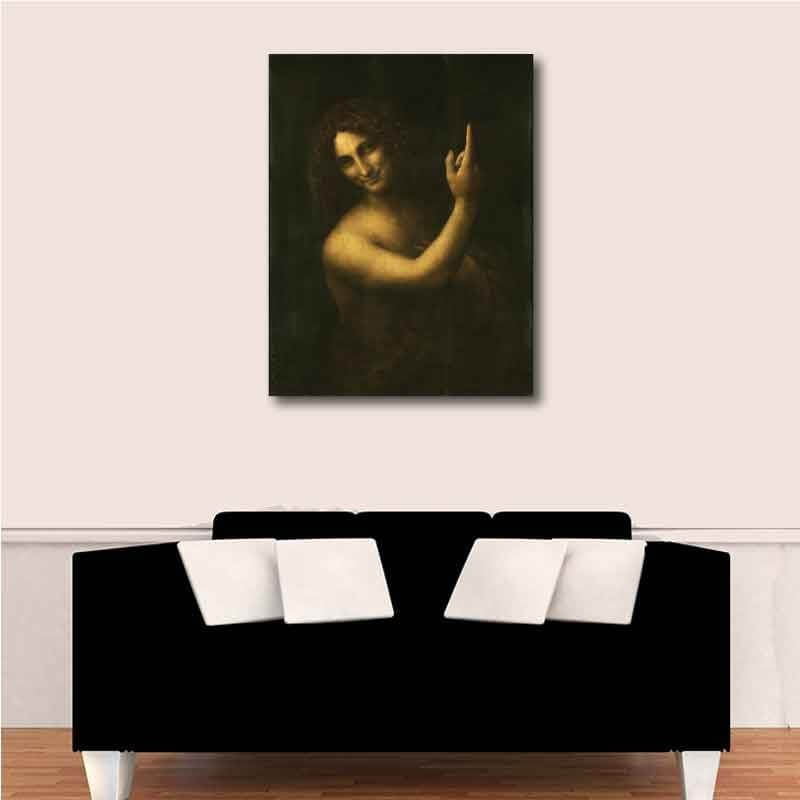 Πίνακας σε καμβά Leonardo Da Vinci - John the Baptist 70x90 Τελαρωμένος καμβάς σε ξύλο με πάχος 2cm