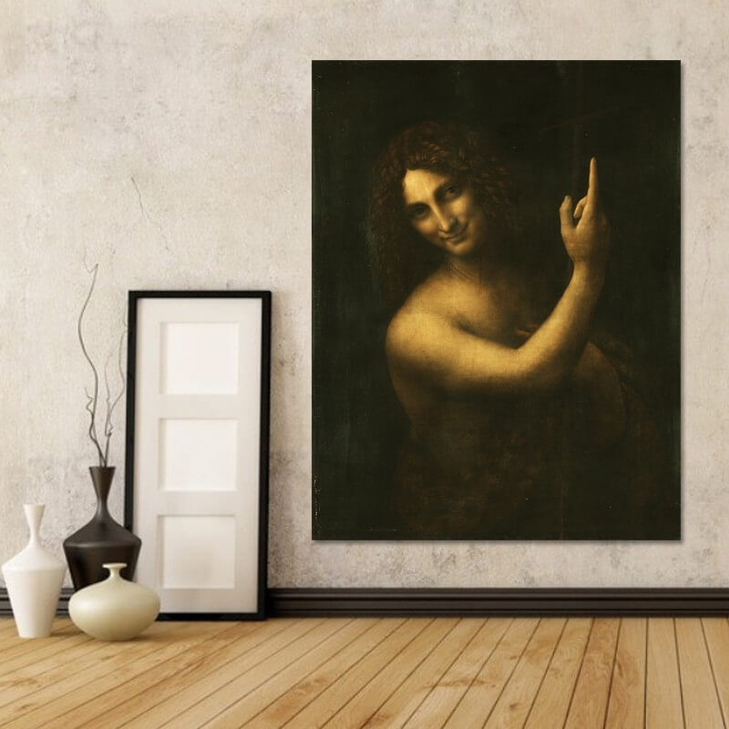Πίνακας σε καμβά Leonardo da Vinci - Saint John the Baptist 30x39 Τελαρωμένος καμβάς σε ξύλο με πάχος 2cm
