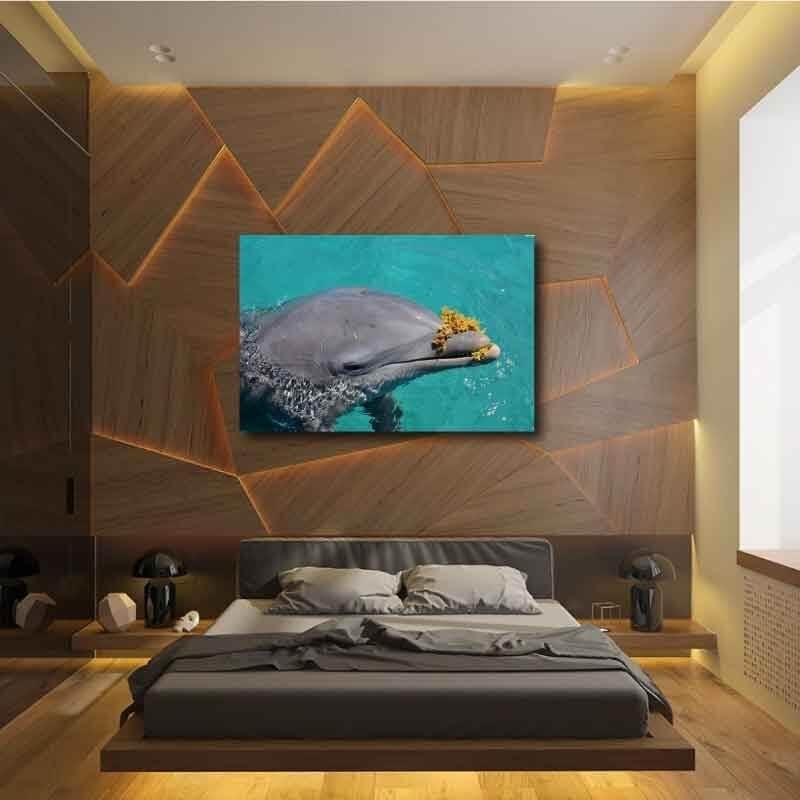 Πίνακας σε καμβά με Δελφίνι 106x70 Τελαρωμένος καμβάς σε ξύλο με πάχος 2cm