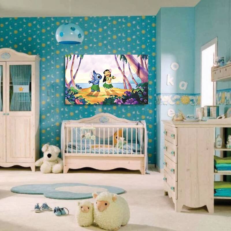 Πίνακας σε καμβά με Lilo and stitch 150x100 Τελαρωμένος καμβάς σε ξύλο με πάχος 2cm