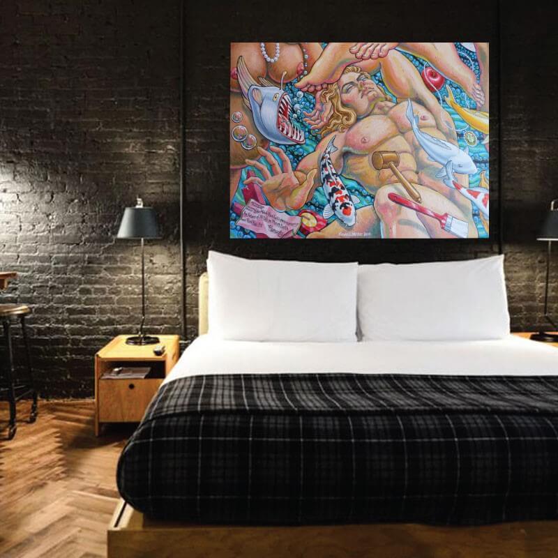 Πίνακας σε καμβά με MILLER THE FLOUD 60x60 Τελαρωμένος καμβάς σε ξύλο με πάχος 2cm