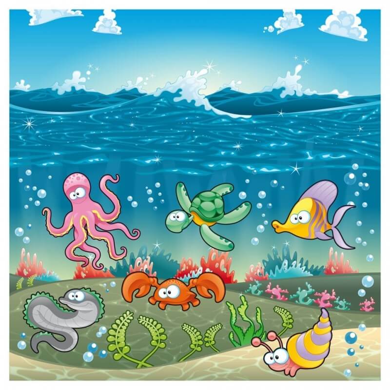 Πίνακας σε καμβά  με τα ζώα της θάλασσας