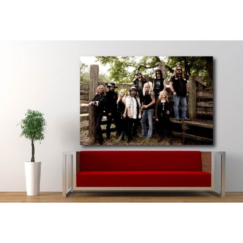 Πίνακας σε καμβά με τους Lynyrd Skynyrd in the woods 100x150 Τελαρωμένος καμβάς σε ξύλο με πάχος 2cm
