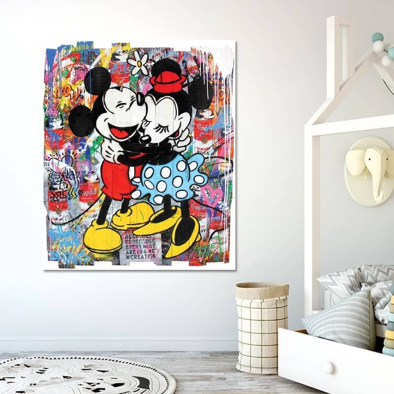 Πίνακας σε καμβά Mickey-Minnie 30x36 Τελαρωμένος καμβάς σε ξύλο με πάχος 2cm