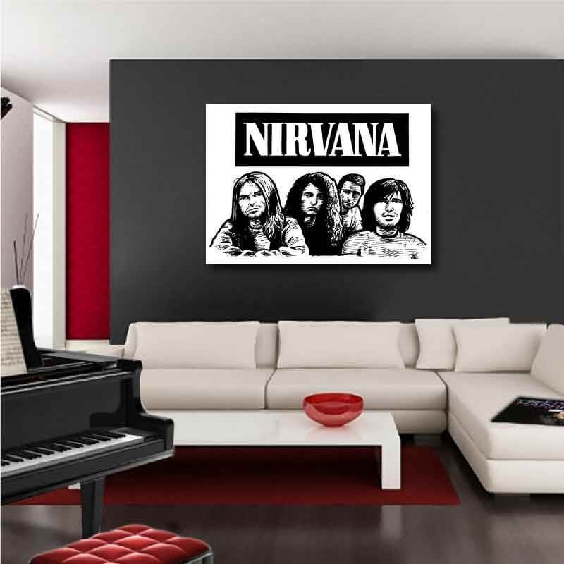 Πίνακας σε καμβά Nirvana Band 85x60 Τελαρωμένος καμβάς σε ξύλο με πάχος 2cm