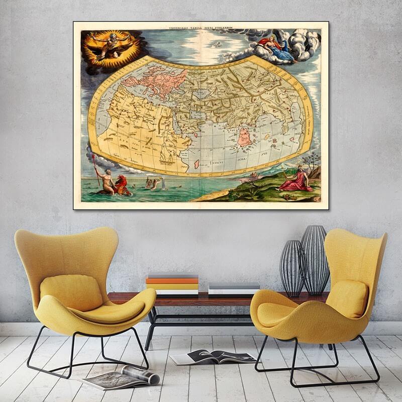 Πίνακας σε καμβά Παγκόσμιος Χάρτης "...as known to the Ancients" 163x120 Τελαρωμένος καμβάς σε ξύλο με πάχος 2cm