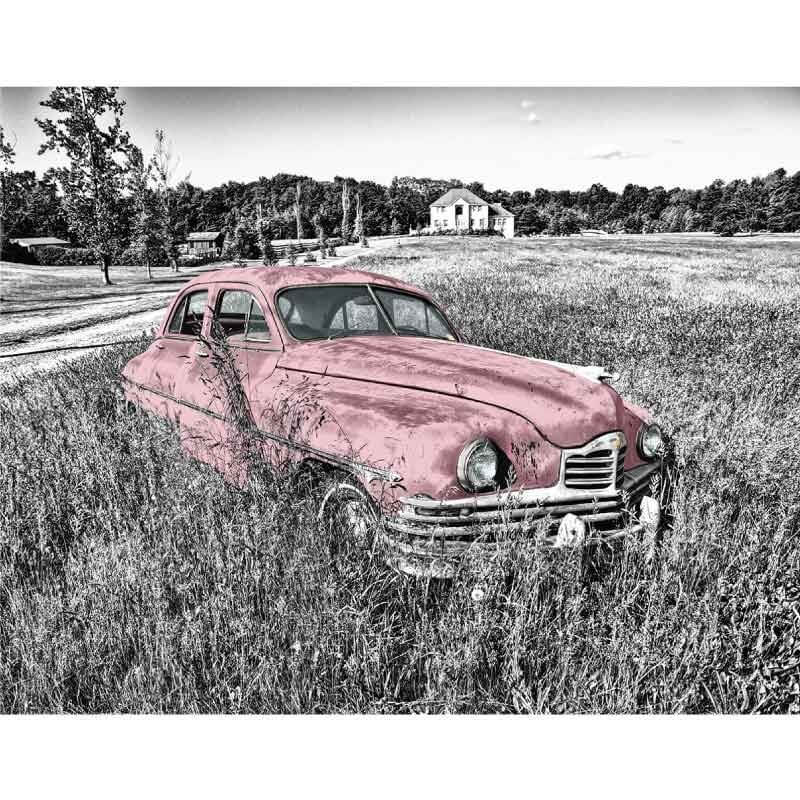 Πίνακας σε καμβά Παλιό ροζ αυτοκίνητο
