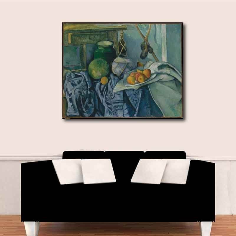 Πίνακας σε καμβά Paul Cezanne - Still Life with a Ginger Jar and Eggplants(1893) 110x138 Τελαρωμένος καμβάς σε ξύλο με πάχος 2cm