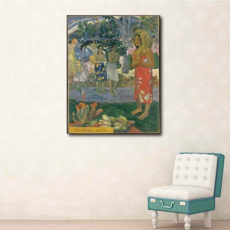 Πίνακας σε καμβά Paul Gauguin - Ia Orana Maria (Hail Mary) 120x153 Τελαρωμένος καμβάς σε ξύλο με πάχος 2cm