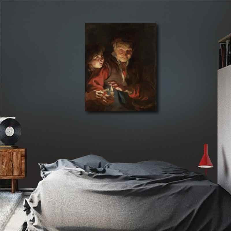 Πίνακας σε καμβά Peter Paul Rubens - Old Woman and Boy with Candles 70x87 Τελαρωμένος καμβάς σε ξύλο με πάχος 2cm