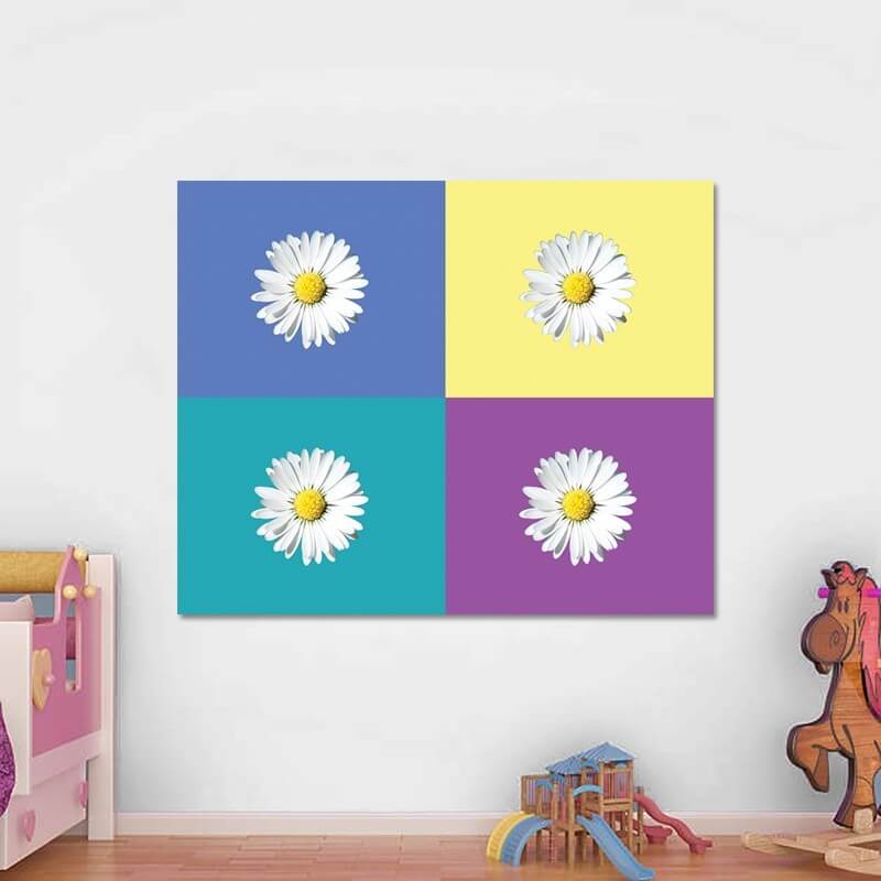 Πίνακας σε καμβά Pop Art Μαργαρίτες 149x120 Τελαρωμένος καμβάς σε ξύλο με πάχος 2cm