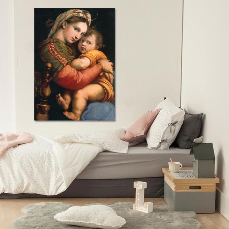Πίνακας σε καμβά Raffaello - Madonna della Seggiola 70x98 Τελαρωμένος καμβάς σε ξύλο με πάχος 2cm