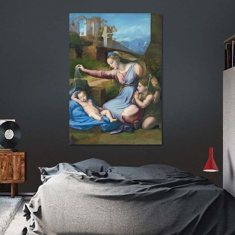 Πίνακας σε καμβά Raffaello - Madonna with the Blue Diadem 120x171 Τελαρωμένος καμβάς σε ξύλο με πάχος 2cm