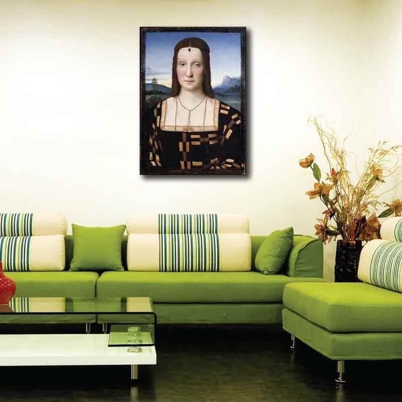 Πίνακας σε καμβά Raffaello Sanzio da Urbino - Portrait of Elisabetta Gonzaga - c. 1504 30x42 Τελαρωμένος καμβάς σε ξύλο με πάχος 2cm