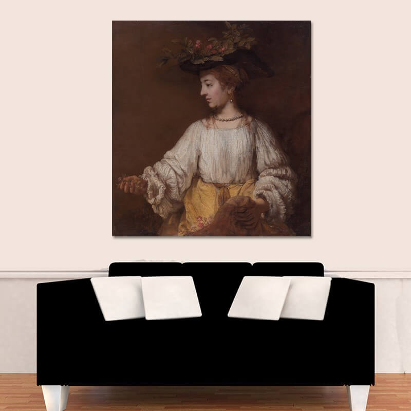 Πίνακας σε καμβά Rembrandt - Flora 60x65 Τελαρωμένος καμβάς σε ξύλο με πάχος 2cm