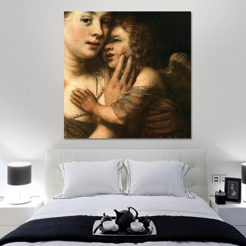Πίνακας σε καμβά Rembrandt - Venus and Amor
