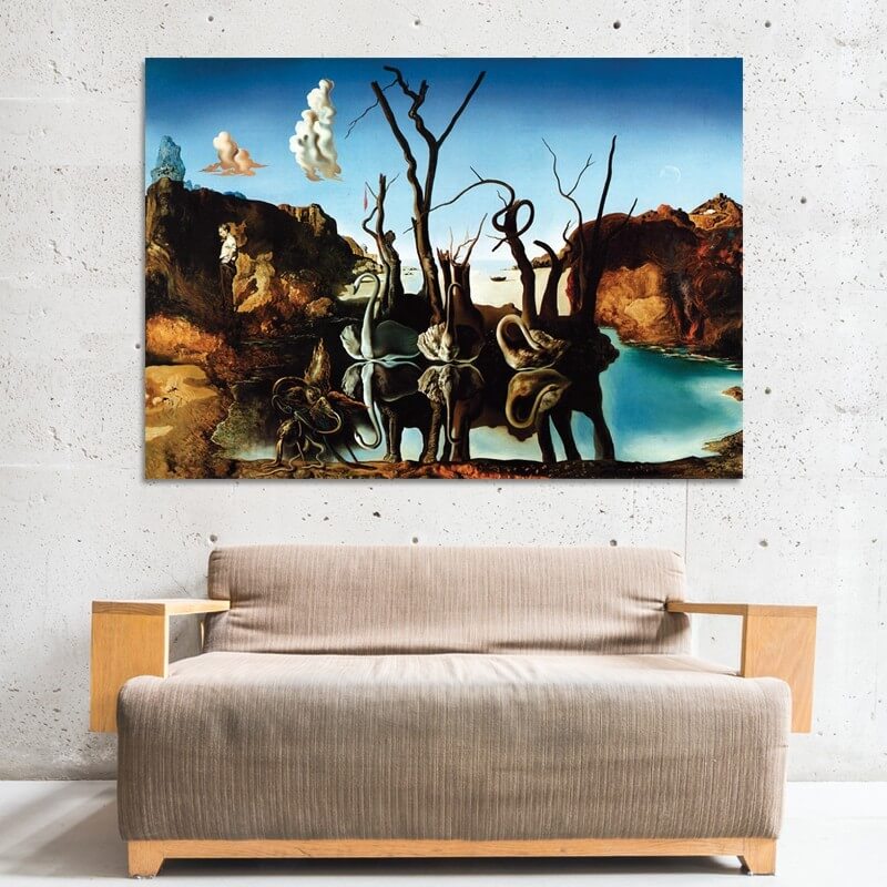 Πίνακας σε καμβά Salvador Dali - Swans Reflecting Elephants 71x50 Τελαρωμένος καμβάς σε ξύλο με πάχος 2cm
