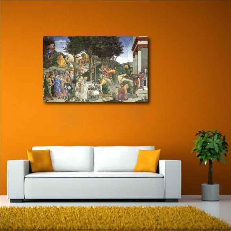 Πίνακας σε καμβά Sandro Botticelli - Youth of Moses Sistine Chapel 64x40 Τελαρωμένος καμβάς σε ξύλο με πάχος 2cm