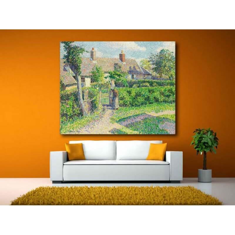 Πίνακας σε καμβά του Camille Pissarro Peasants houses 110x165 Τελαρωμένος καμβάς σε ξύλο με πάχος 2cm
