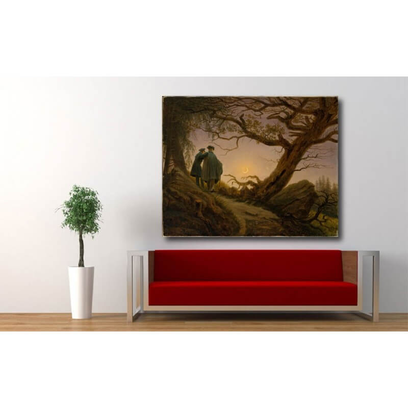 Πίνακας σε καμβά του Caspar Friedrich Two Men Contemplating the Moon 40x60 Τελαρωμένος καμβάς σε ξύλο με πάχος 2cm