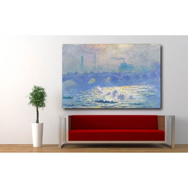 Πίνακας σε καμβά του Claude Monet Waterloo Bridge 60x90 Τελαρωμένος καμβάς σε ξύλο με πάχος 2cm