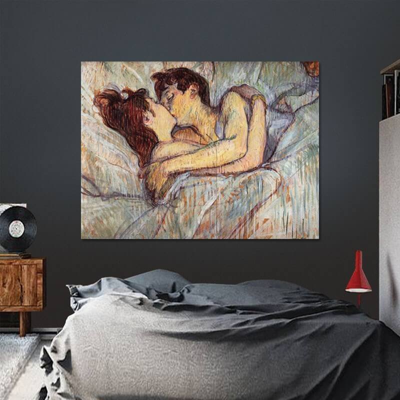 Πίνακας σε καμβά Toulouse Lautrec - In bed the kiss