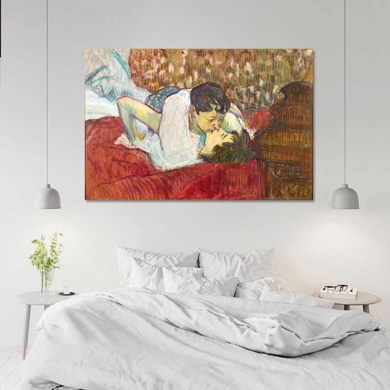 Πίνακας σε καμβά Toulouse Lautrec - The Kiss 46x30 Τελαρωμένος καμβάς σε ξύλο με πάχος 2cm