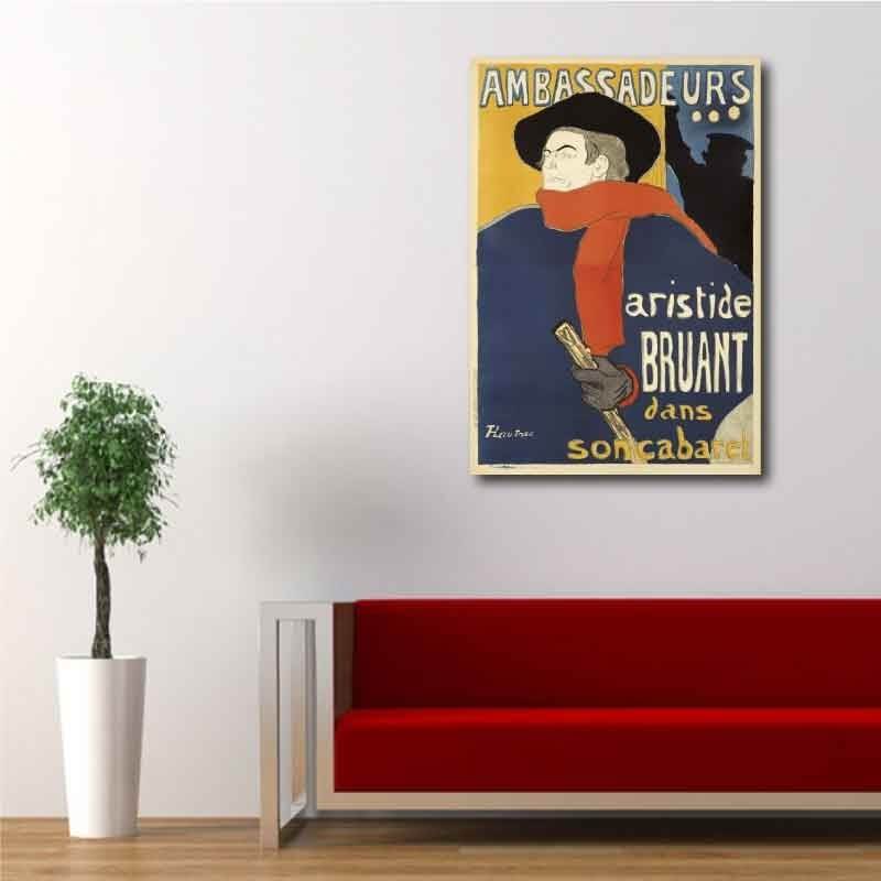 Πίνακας σε καμβά Toulouse Loutrec - Ambassadeurs Poster 100x144 Τελαρωμένος καμβάς σε ξύλο με πάχος 2cm