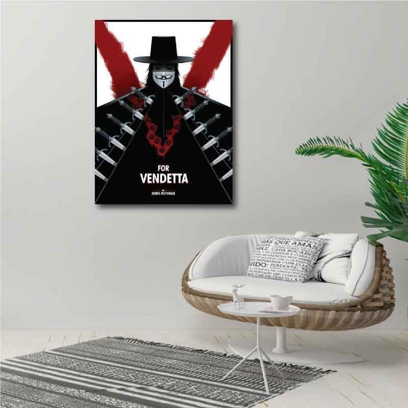 Πίνακας σε καμβά V for Vendetta 70x100 Τελαρωμένος καμβάς σε ξύλο με πάχος 2cm