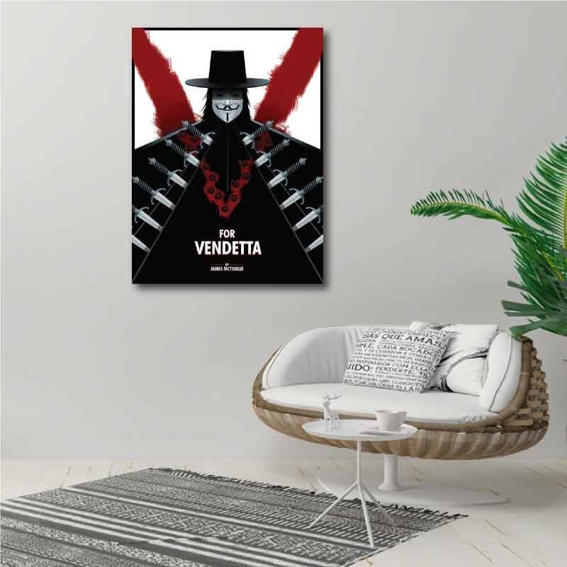 Πίνακας σε καμβά V for Vendetta 80x114 Τελαρωμένος καμβάς σε ξύλο με πάχος 2cm
