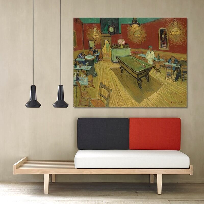 Πίνακας σε καμβά Van Gogh - Le café de nuit 76x60 Τελαρωμένος καμβάς σε ξύλο με πάχος 2cm