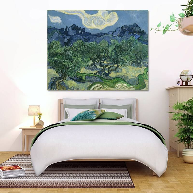 Πίνακας σε καμβά Van Gogh - The Olive Trees 126x100 Τελαρωμένος καμβάς σε ξύλο με πάχος 2cm