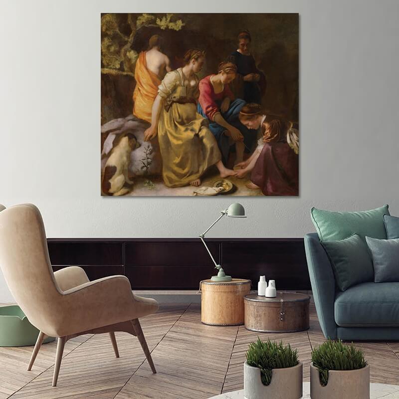 Πίνακας σε καμβά Vermeer - Diana and Her Companions