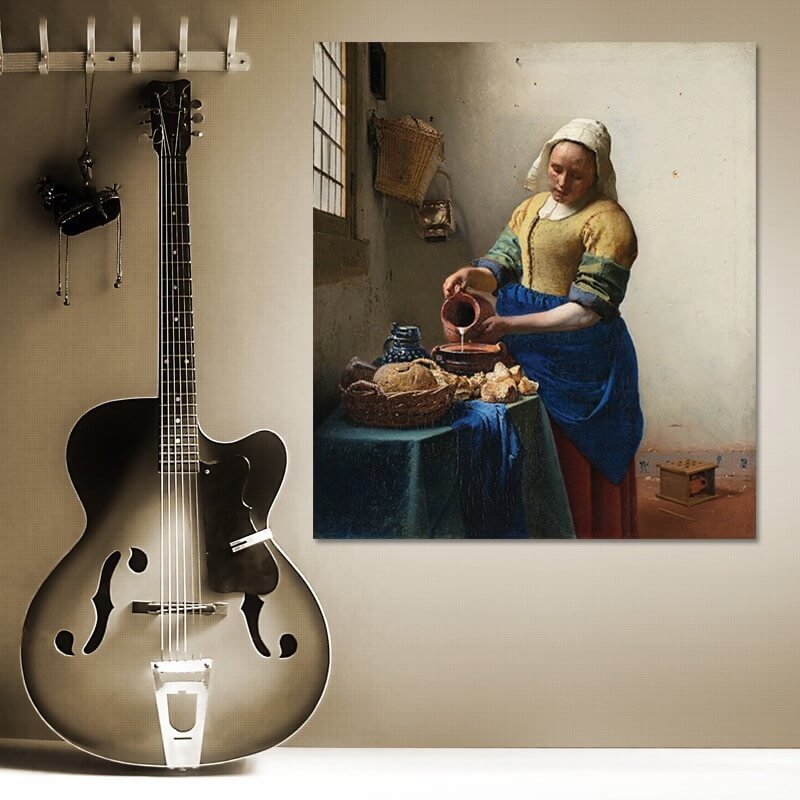 Πίνακας σε καμβά Vermeer - The Milkmaid 100x113 Τελαρωμένος καμβάς σε ξύλο με πάχος 2cm