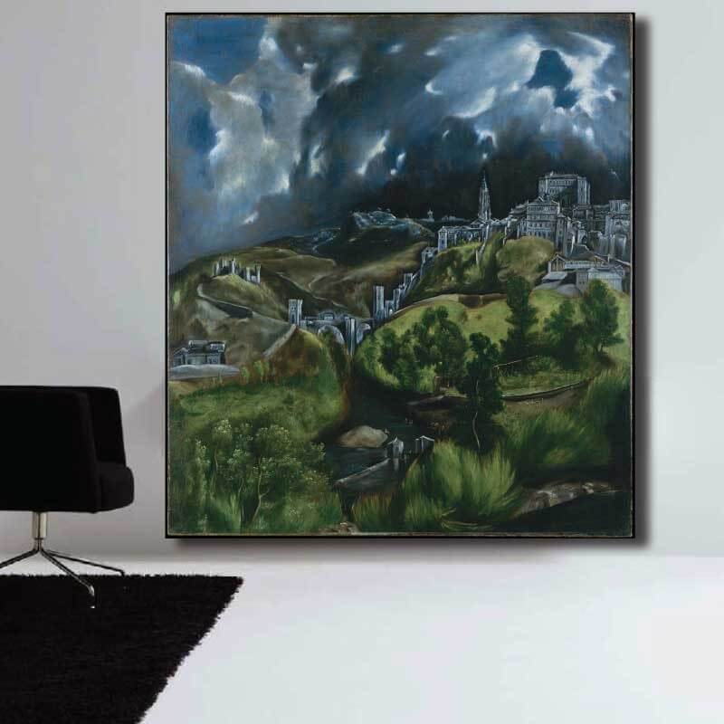 Πίνακας σε καμβά View of Toledo-El Greco 120x135 Τελαρωμένος καμβάς σε ξύλο με πάχος 2cm