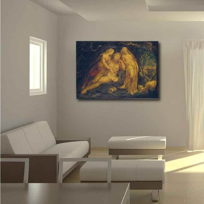 Πίνακας σε καμβά William Blake - Lot and His Daughters 170x120 Τελαρωμένος καμβάς σε ξύλο με πάχος 2cm