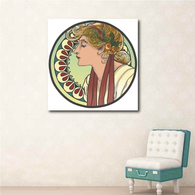 Πίνακας σε καμβά Woman in Circle 46x47 Τελαρωμένος καμβάς σε ξύλο με πάχος 2cm